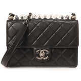 Chanel Black Quilted Goatskin Small Chic Pearls Flap