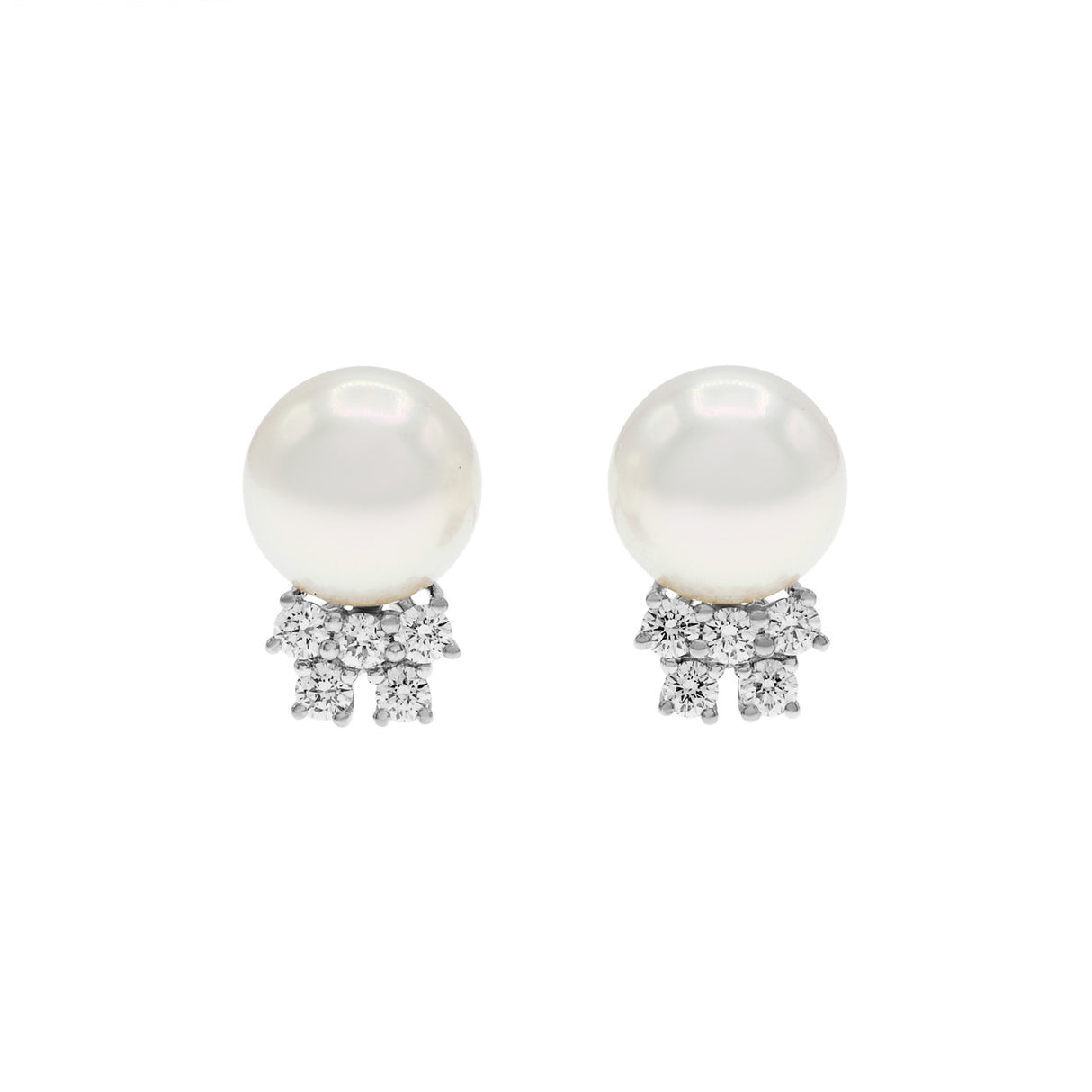 18K White Gold Akoya Pearl Diamond Earrings