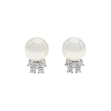 18K White Gold Akoya Pearl Diamond Earrings