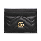 Gucci Black Calfskin Matelasse GG Marmont Card  Holder