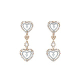 18K Rose Gold 1.15 Carat Diamond Heart Drop Earrings