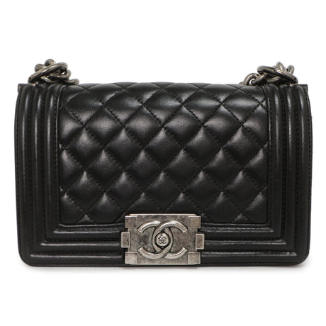 Chanel Black Quilted Lambskin Small Boy  Bag
