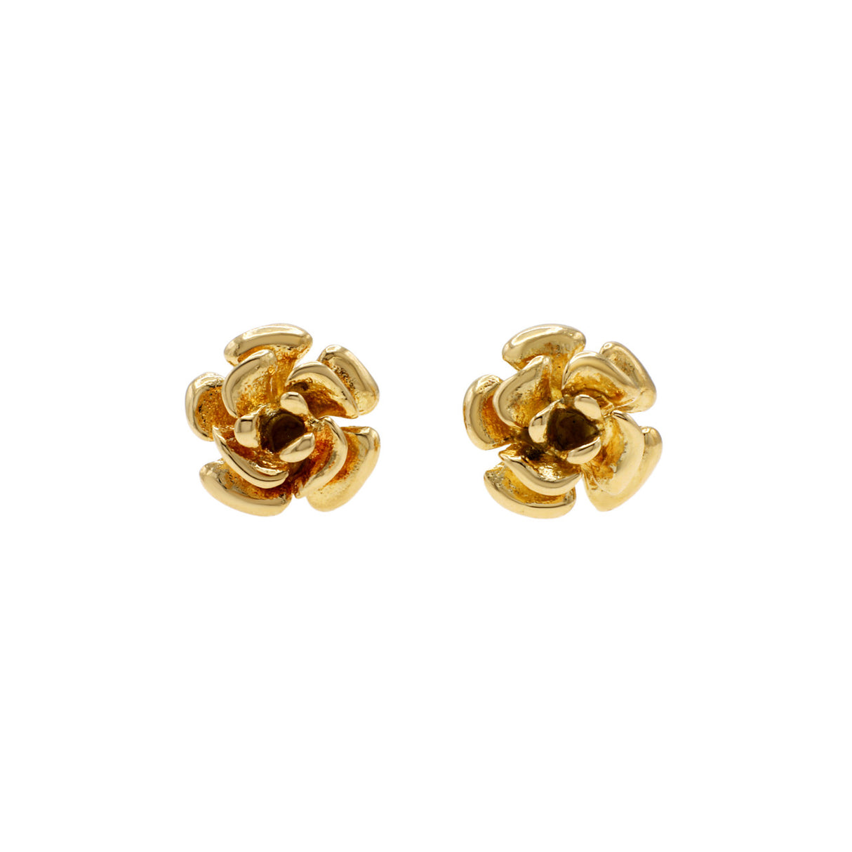 18K Yellow Gold Flower Earrings