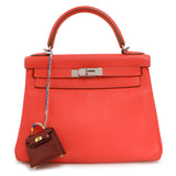 Hermes Rouge H Tadelakt Mini Kelly Twilly Bag Charm