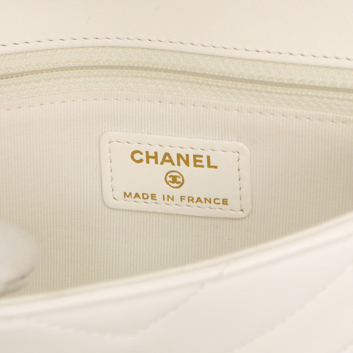 Chanel White Black Chevron Lambskin Stitched Mini Flap