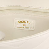 Chanel White Black Chevron Lambskin Stitched Mini Flap