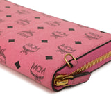 MCM Pink Visetos Zip Around Wristlet Wallet