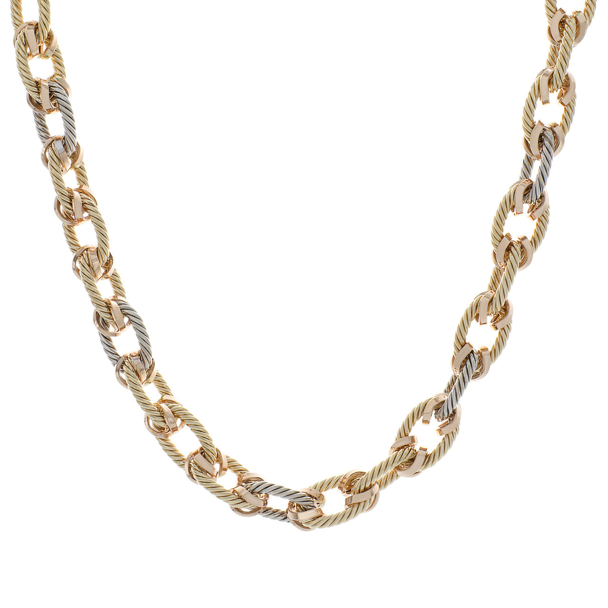 18K Tri-Tone Gold Link Necklace