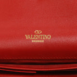 Valentino Red Calfskin Rockstud Wristlet Wallet