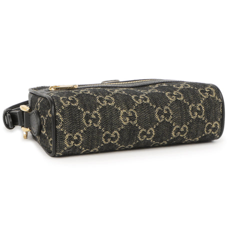 Gucci Black Jacquard Denim GG Monogram Mini Ophidia Shoulder Bag