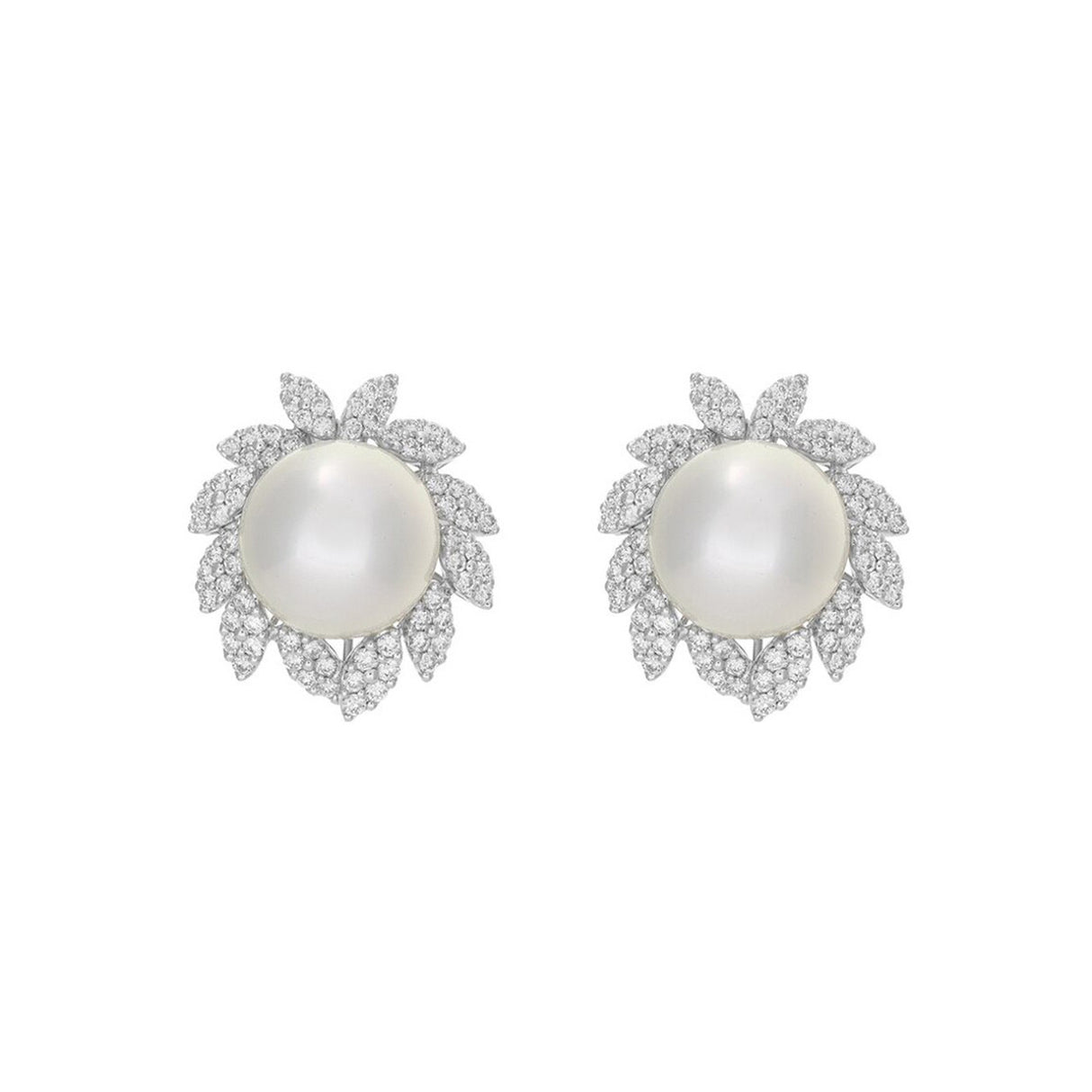 18K White Gold South Sea Pearl 1.98 Carat Diamond Earrings