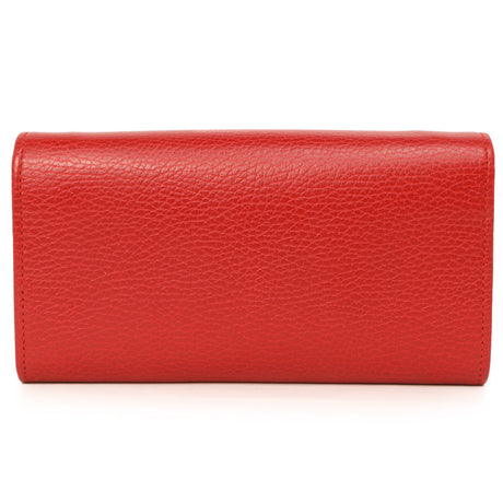 Gucci Red Dollar Calfskin Petite GG Marmont Chain Wallet