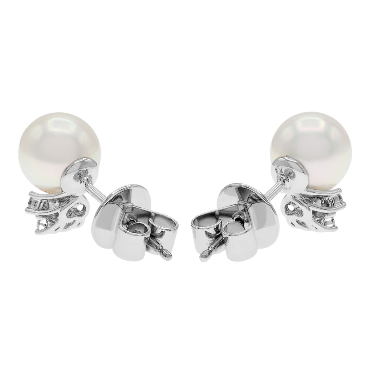 18K White Gold Akoya Pearl Diamond Earrings