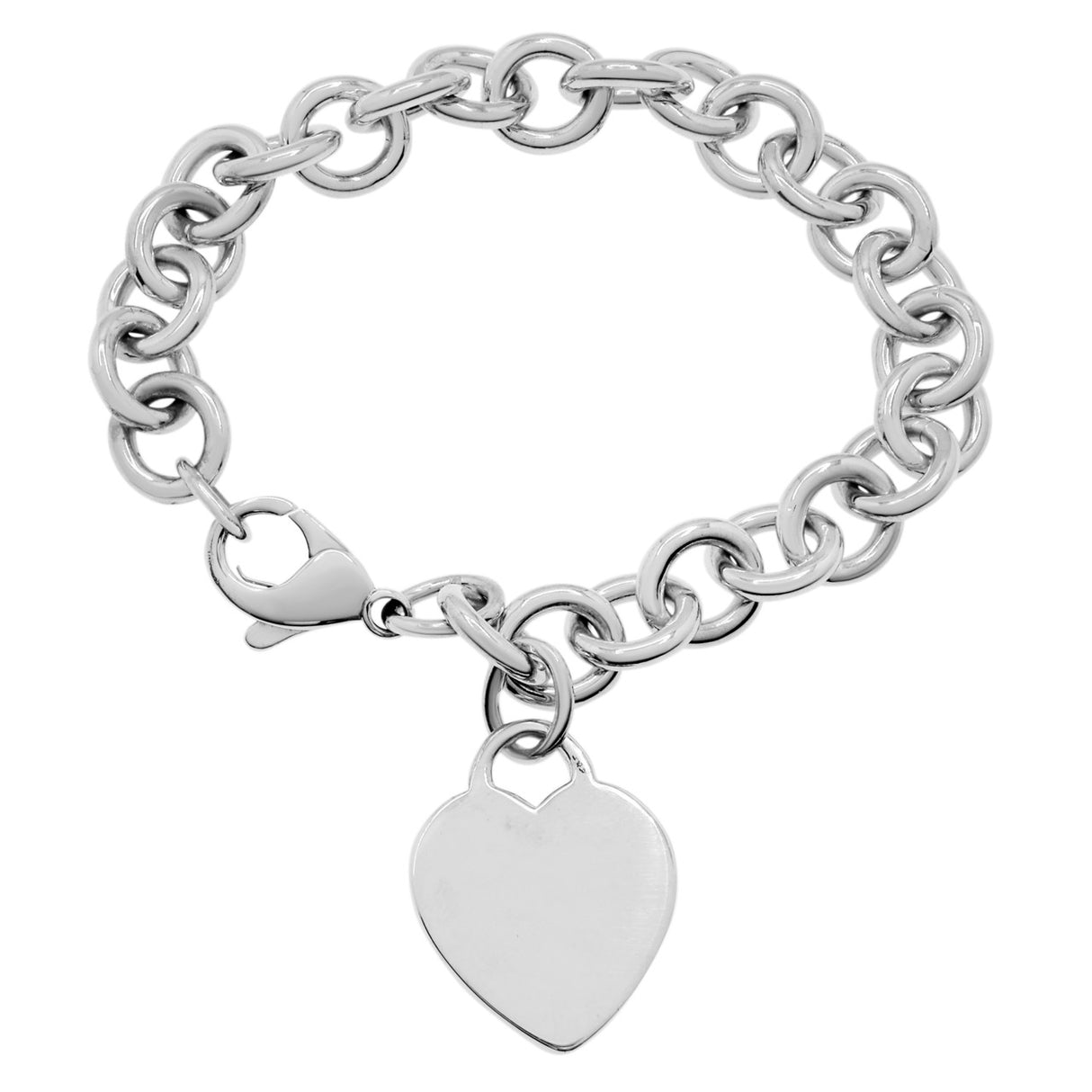 Tiffany & Co. Sterling Silver Heart Tag Charm   Bracelet