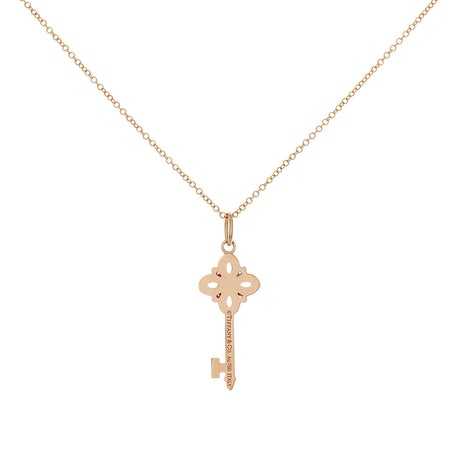 Tiffany & Co. 18K Rose Gold Diamond Mini Victoria Key Pendant Necklace