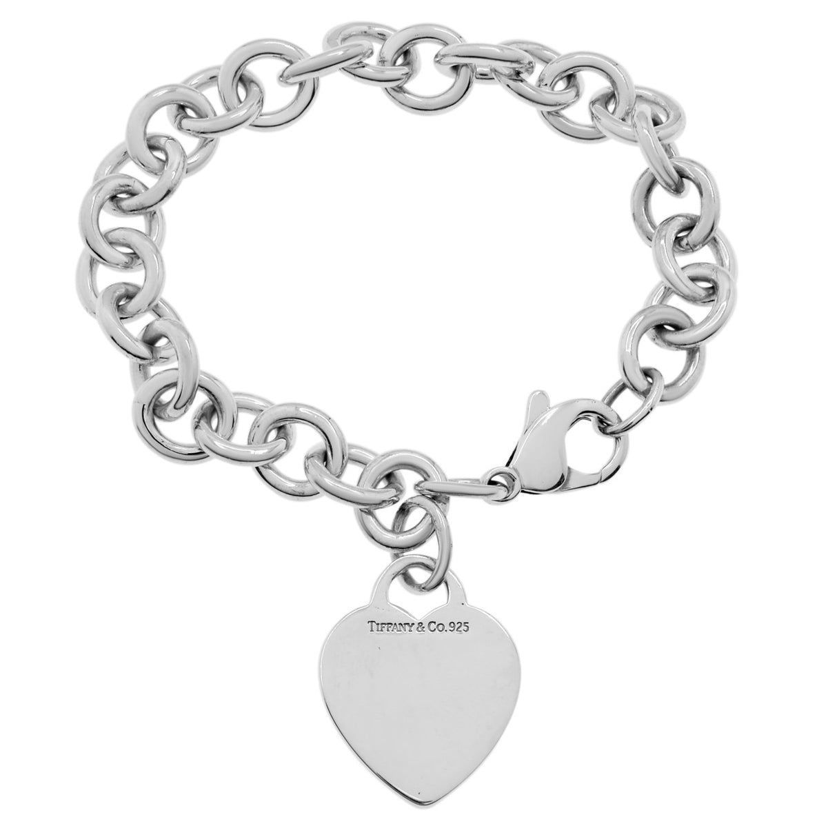 Tiffany & Co. Sterling Silver Heart Tag Charm   Bracelet
