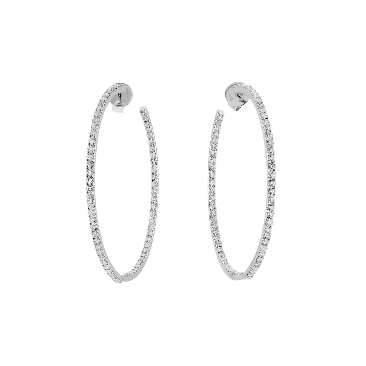 18K White Gold 2.76 Carat Diamond Hoop Earrings