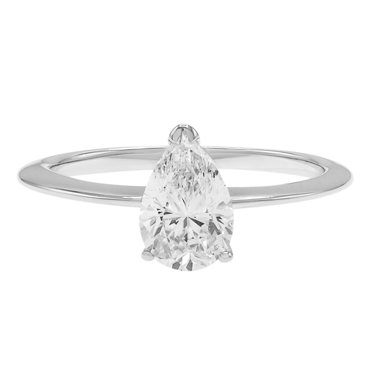 18K White Gold 0.68 Pear Shaped Diamond Solitaire Ring