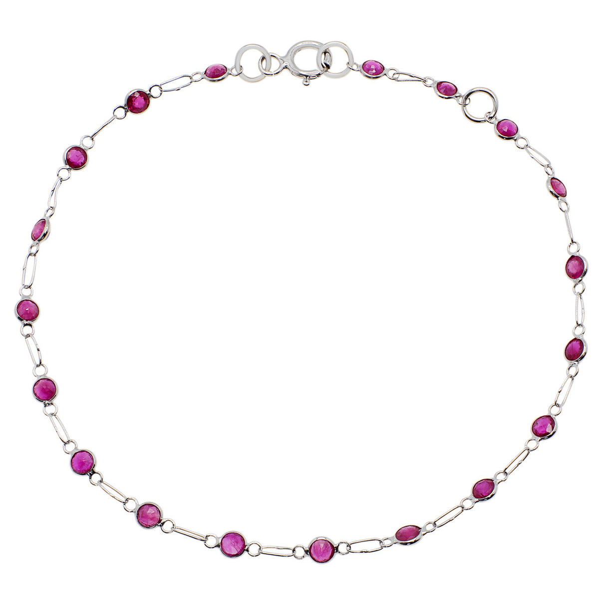 18K White Gold 1.78 Carat Ruby Bracelet