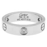 Cartier 18K White Gold 3 Diamond Love  Ring
