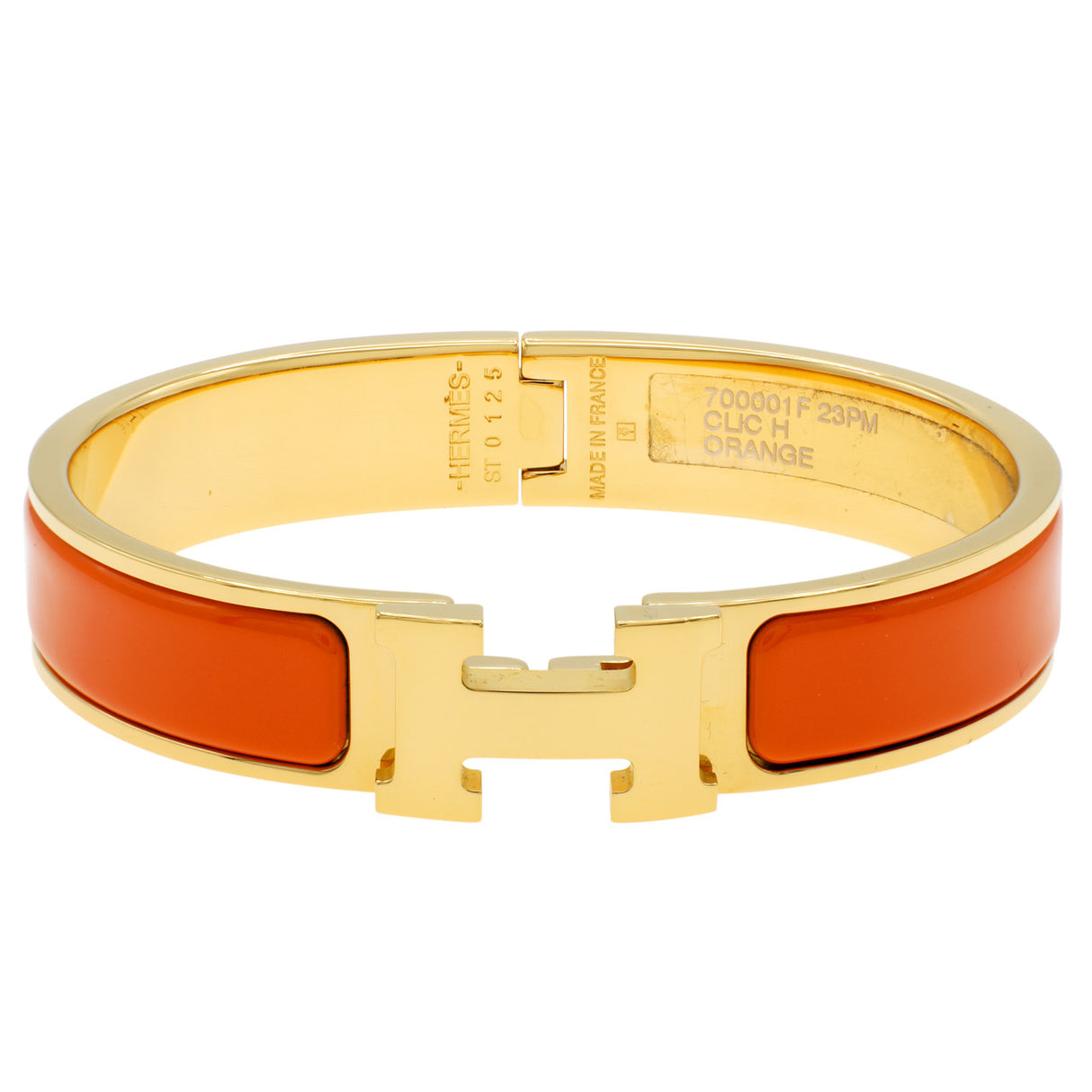 Hermes Orange Enamel  Clic  H  Bracelet