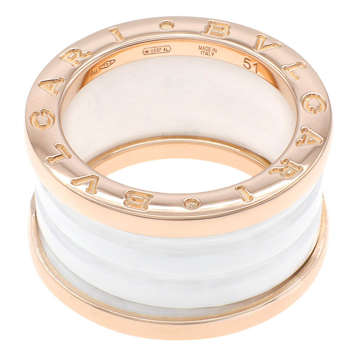 Bulgari 18K Rose Gold & White Ceramic B.zero1 Four-Band  Ring