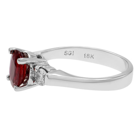 18K White Gold 1.13 Carat Ruby Diamond Ring