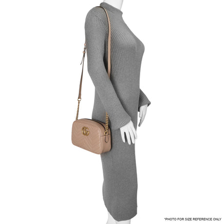 Gucci Porcelain Rose Calfskin Matelasse Small GG Marmont Chain Shoulder  Bag