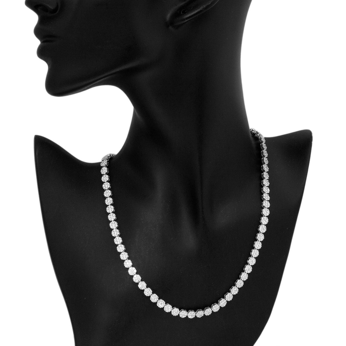 18K White Gold 12.06 Carat Diamond Riviere Necklace