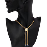 18K Gold Sapphire Diamond Lariat Necklace