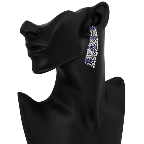 14K White Gold Diamond Sapphire Drop Earrings