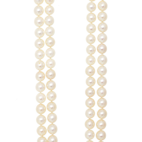 14K White Gold & Diamond Akoya Pearl Double Strand Necklace