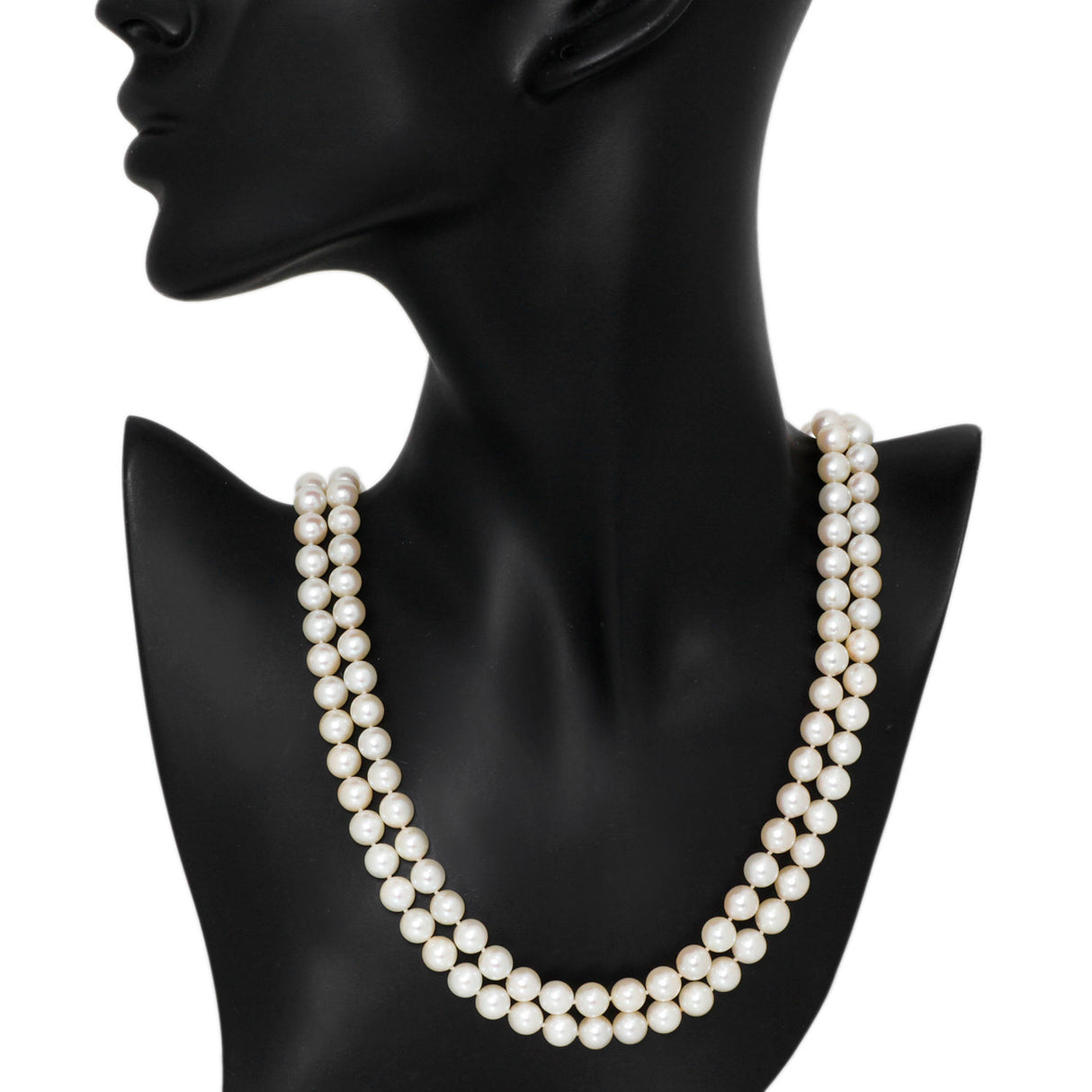 14K White Gold & Diamond Akoya Pearl Double Strand Necklace