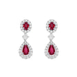 18K White Gold 1.58 Carat Ruby Diamond Drop Earrings Fine Jewellery Modaselle
