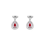 18K White Gold 1.76 Carat Ruby Diamond Drop Earrings