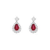 18K White Gold 1.04 Carat Ruby Diamond Drop Earrings