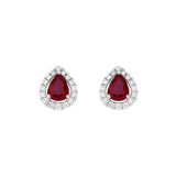 18K White Gold 1.58 Carat Ruby Diamond Earrings
