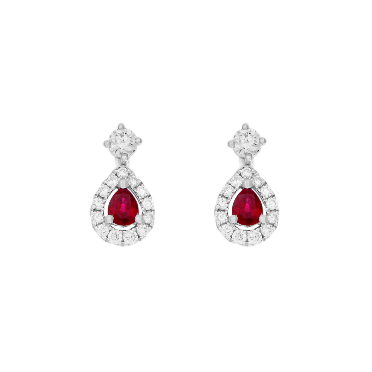 18K White Gold 0.56 Carat Ruby Diamond Drop Earrings
