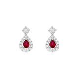 18K White Gold 0.56 Carat Ruby Diamond Drop Earrings