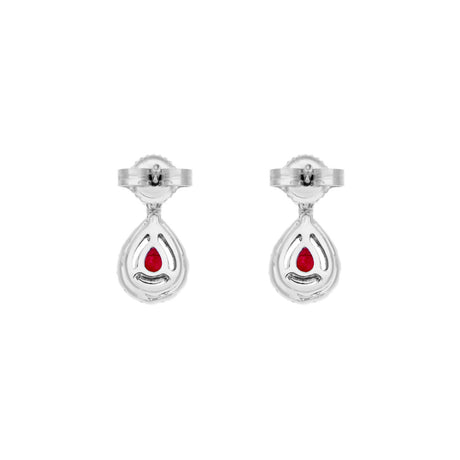 18K White Gold 0.56 Carat Ruby Diamond Drop Earrings