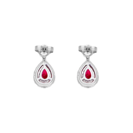 18K White Gold 1.04 Carat Ruby Diamond Drop Earrings