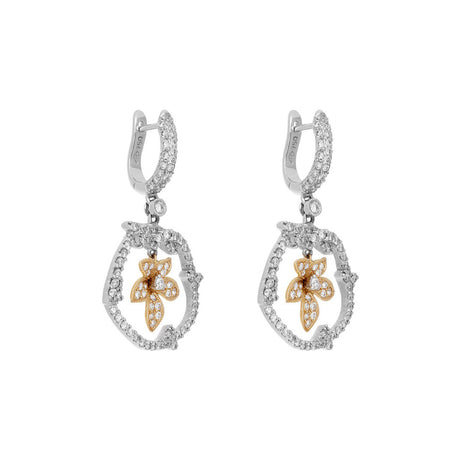 18K White & Rose Gold 1.34 Carat Diamond Drop Earrings