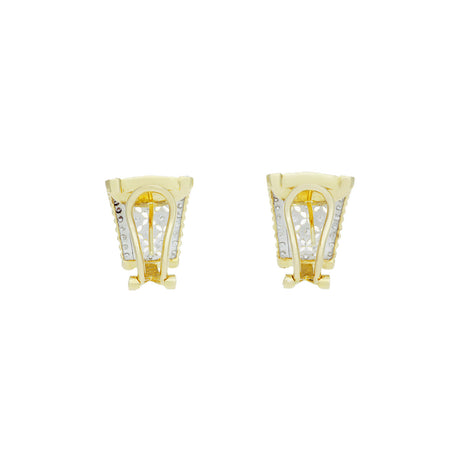18K Yellow Gold 0.72 Carat Diamond Half Hoop Earrings