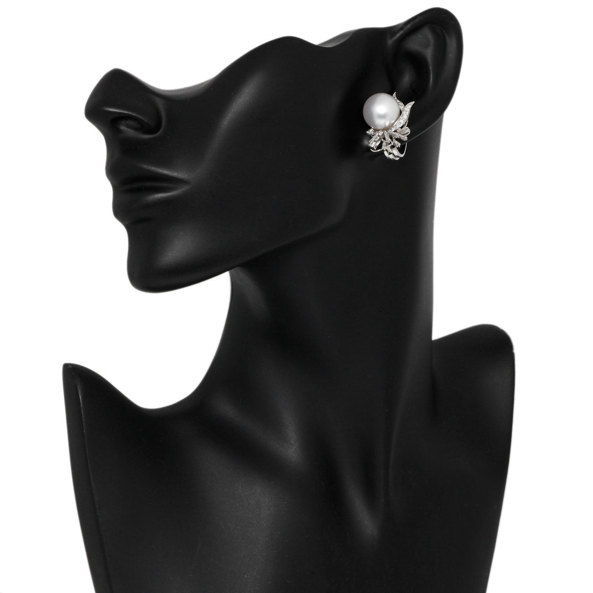 14K White Gold South Sea Pearl Diamond Earrings