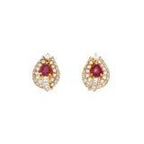 18K Yellow Gold 0.54 Carat Ruby & Diamond Earrings