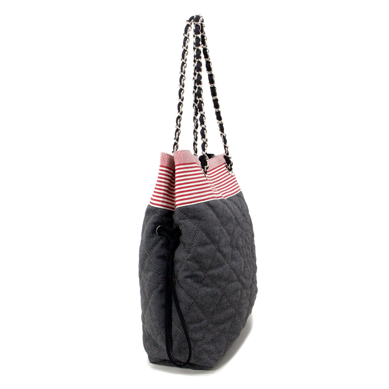 Chanel Grey Quilted Grosgrain Denim Drawstring Tote – Modaselle