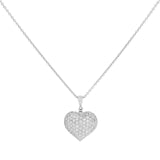 18K White Gold 2.00 Carat Diamond Heart Pendant Necklace