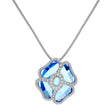 18K White Gold Diamond Blue Topaz Blossom Pendant Necklace Fine Jewellery Modaselle