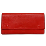 Celine Red Drummed Calfskin Large Multifunction Flap Wallet