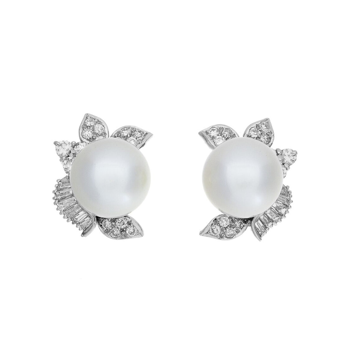 18K White Gold South Sea Pearl Diamond Earrings Fine Jewellery Modaselle